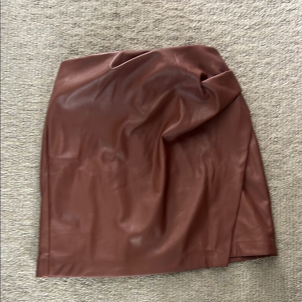 Aritzia Rich Brown Leather Pencil Skirt